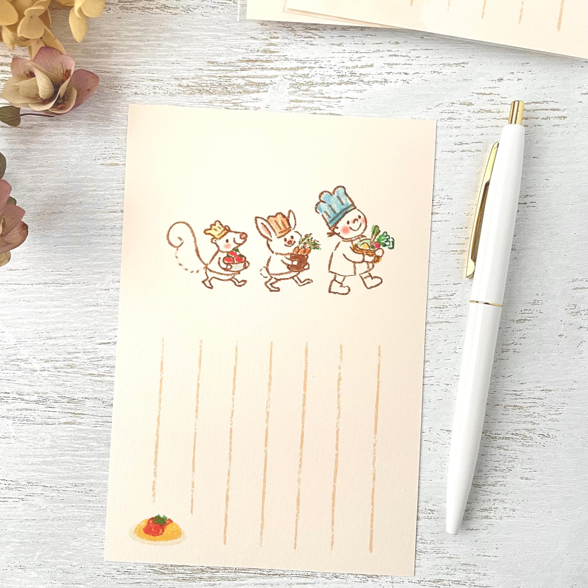 オムライス作ろう３枚ポストカード