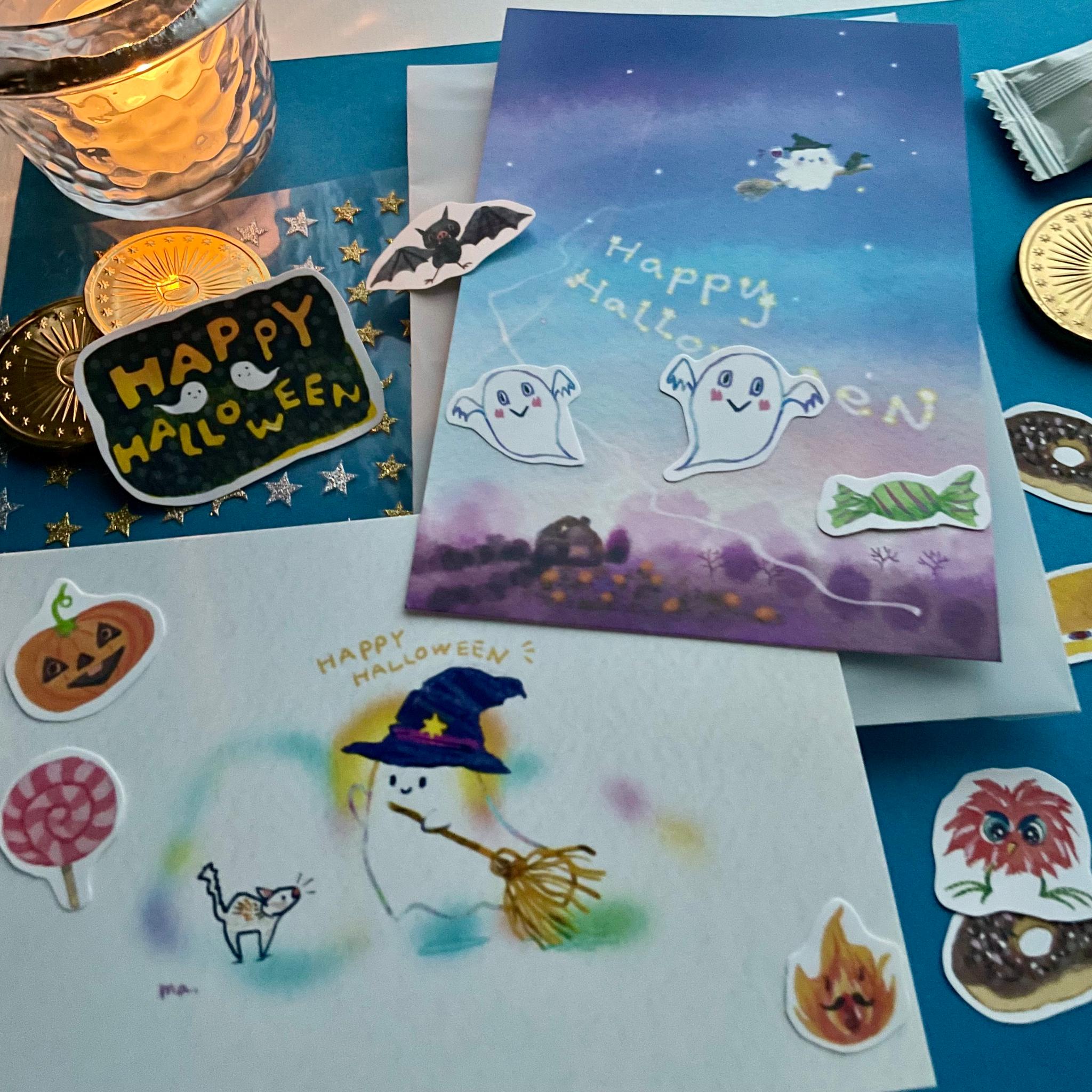 ハロウィンおばけのカードコラージュセット1枚目の画像